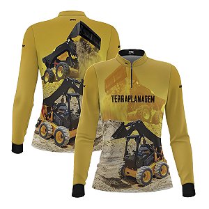 Camisa Agro Feminina Brk Mini Carregadeira JCB com Proteção UV50