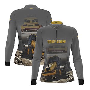 Camisa Agro Feminina Brk Rolo Compressor JCB com Proteção UV50