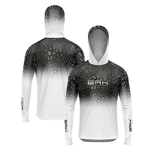 Camisa de Pesca Brk com Luva e Capuz Hybrid Criptek Branca com Proteção Solar UV50+