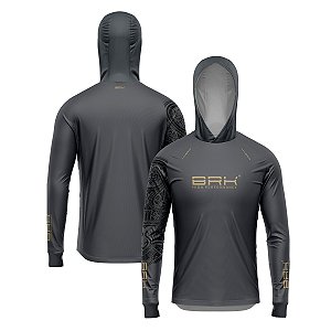 Camisa de Pesca Brk com Luva e Capuz Hybrid Sport Maori Cinza com Proteção Solar UV50+