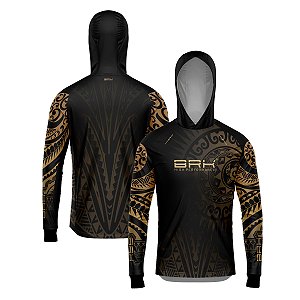 Camisa de Pesca Brk com Luva e Capuz Hybrid Maori Bege com Proteção Solar UV50+