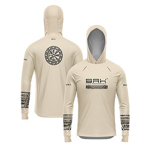 Camisa de Pesca Brk com Luva e Capuz Hybrid Maori Bege com Proteção Solar UV50+