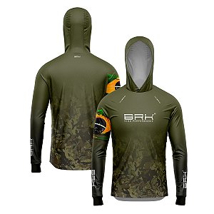 Camisa de Pesca Brk com Luva e Capuz Hybrid Maori Branca com Proteção Solar UV50+