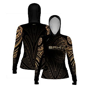 Camisa de Pesca Feminina Brk com Luva e Capuz Hybrid Maori Bege com Proteção Solar UV50+