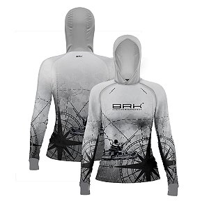 Camisa de Pesca Feminina Brk com Luva e Capuz Hybrid Caiaque com Proteção Solar UV50+