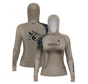 Camisa de Pesca Feminina Brk com Luva e Capuz Hybrid Clean Garateia com Proteção Solar UV50+