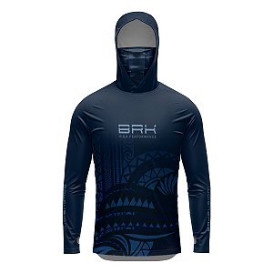 Camisa FusionX Maori Tribal Azul-Escuro BRK com Proteção Solar UV50+