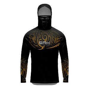 Camisa FusionX Maori Tribal Preto e Dourado BRK com Proteção Solar UV50+