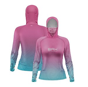 Camisa FusionX Feminina Maori Rosa-Azul BRK com Proteção Solar UV50+