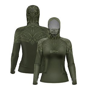 Camisa FusionX Feminina Maori Hunter Verde BRK com Proteção Solar UV50+