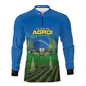 Camisa Agro Brk Eu Sou do Agro Drone Agrícola Brasil com Proteção UV50