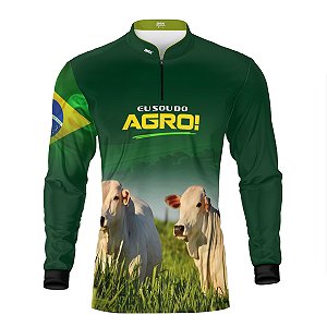 Camisa Agro Brk Eu Sou do Agro Verde Gados com Proteção UV50