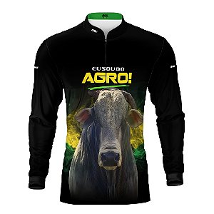 Camisa Agro Brk Eu Sou do Agro Preta Boi com Proteção UV50