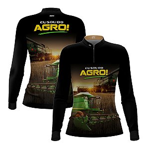 Camisa Agro Feminina Brk Eu Sou do Agro Colheitadeira com Proteção UV50