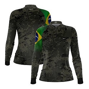 Camisa Agro Feminina Brk Eu Sou do Agro Camu Brasil com Proteção UV50