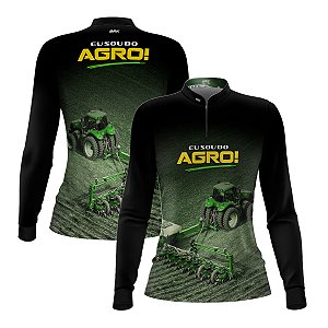 Camisa Agro Feminina Brk Eu Sou do Agro Preta Roçadeira com Proteção UV50