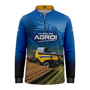 Camisa Agro Infantil Brk Eu Sou do Agro Colheitadeira Duplo Rotor com Proteção UV50