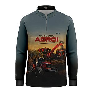 Camisa Agro Infantil Brk Eu Sou do Agro Trator Agrícola com Proteção UV50