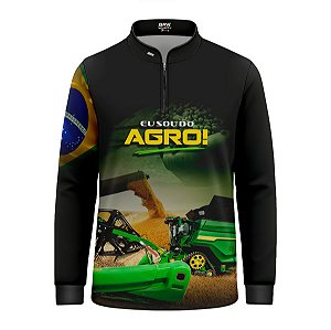 Camisa Agro Infantil Brk Eu Sou do Agro Colheitadeira Verde com Proteção UV50