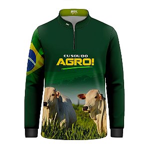 Camisa Agro Infantil Brk Eu Sou do Agro Verde Gados com Proteção UV50