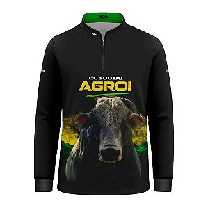 Camisa Agro Infantil Brk Eu Sou do Agro Preta Boi com Proteção UV50