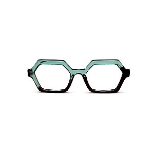 Armação para óculos de Grau Gustavo Eyewear G123 2. Cor: Verde e marrom translúcido. Haste preta.
