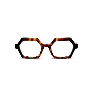 Óculos de Grau Gustavo Eyewear G123 5 em Animal Print e preto, hastes animal print. Clássico