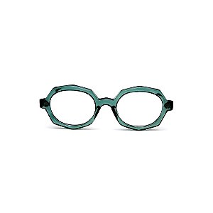 Óculos de Grau G121 5 na cor verde translúcido com as hastes animal print.