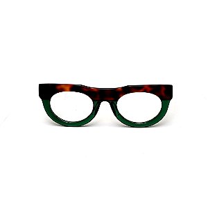 Armação para óculos de Grau Gustavo Eyewear G120 6. Cor: Animal print e verde translúcido. Haste animal print.