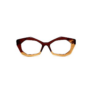 Armação para óculos de Grau Gustavo Eyewear G53 24. Cor: Marrom e âmbar translúcido. Haste marrom.