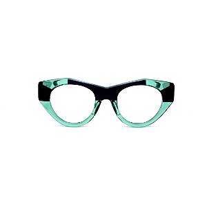 Óculos de Grau Gustavo Eyewear G119 5 nas cores acqua e preto, hastes pretas.