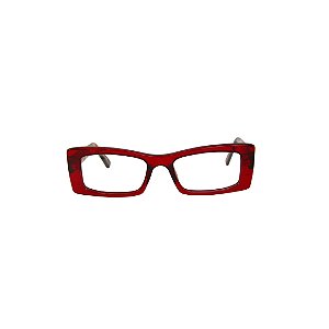 Armação para óculos de Grau Gustavo Eyewear G35 6. Cor: Vinho translúcido. Haste animal print.