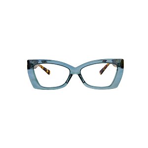 Armação para óculos de Grau Gustavo Eyewear G81 10. Cor: Acqua translúcido. Haste animal print.