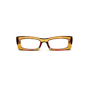 Armação para óculos de Grau Gustavo Eyewear G35 11. Cor: Âmbar translúcido. Haste animal print.