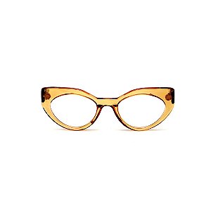 Armação para óculos de Grau Gustavo Eyewear G93 16. Cor: Âmbar translúcido. Haste preta.