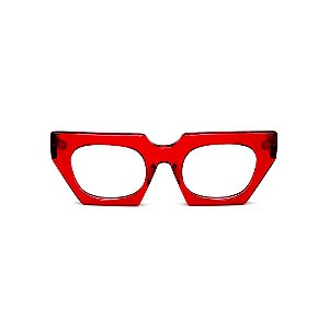 Armação para óculos de Grau Gustavo Eyewear G137 4. Cor: Vermelho translúcido. Haste animal print.