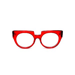 Óculos de Grau Gustavo Eyewear G135 2 na cor vermelha e haste animal print.