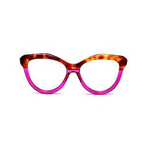 Óculos de Grau Gustavo Eyewear G126 5 em Animal Print e violeta, hastes violeta.