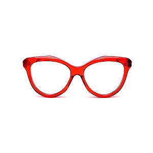 Armação para óculos de Grau Gustavo Eyewear G126 11. Cor: Vermelho translúcido. Haste animal print.