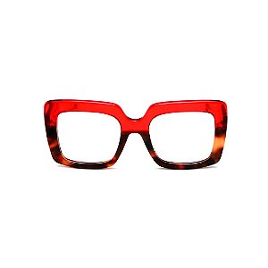 Armação para óculos de Grau Gustavo Eyewear G59 9. Cor: Vermelho translúcido e animal print. Haste animal print.