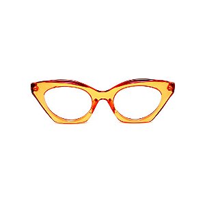 Armação para óculos de Grau Gustavo Eyewear G71 19. Cor: Laranja translúcido. Haste animal print.