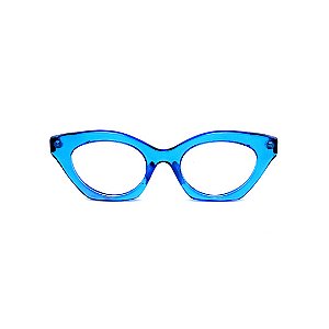 Óculos de Grau G71 5 na cor azul e hastes animal print.