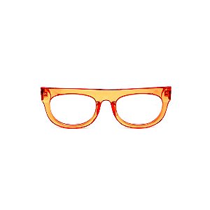 Armação para óculos de Grau Gustavo Eyewear G14 12. Cor: Laranja translúcido. Haste animal print.