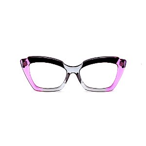 Armação para óculos de Grau Gustavo Eyewear G111 12. Cor: Preto, fumê e violeta translúcido. Haste preta.