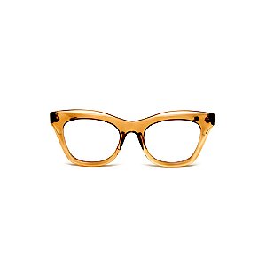 Armação para óculos de Grau Gustavo Eyewear G69 3. Cor: Âmbar translúcido. Haste animal print.