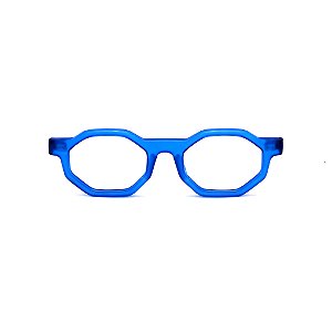 Óculos de Grau Gustavo Eyewear G136 4 na cor azul e hastes animal print.