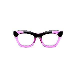 Armação para óculos de Grau Gustavo Eyewear G69 15. Cor: Preto e violeta translúcido. Haste preta.