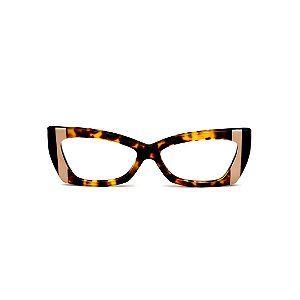 Armação para óculos de Grau Gustavo Eyewear G81 12. Cor: Animal print com listras preta e branca. Haste animal print.
