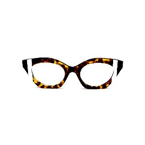 Armação para óculos de Grau Gustavo Eyewear G71 29. Cor: Animal print com listras preta e branca. Haste animal print.