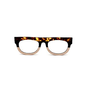 Armação para óculos de Grau Gustavo Eyewear G14 13. Cor: Animal print, preto e nude. Haste animal print.